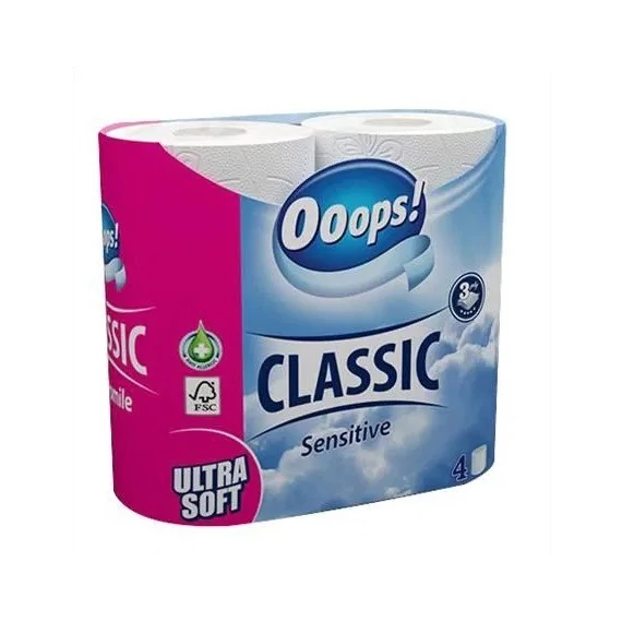 Ooops! wc papír 4 tekercs 3rétegű classic sensitive
